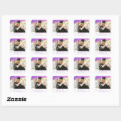 Afstuderen Dank u Paarse Glitter Script Foto Vierkante Sticker (Vel)
