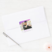 Afstuderen Dank u Paarse Glitter Script Foto Vierkante Sticker (Envelop)