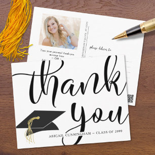 Afstuderen dank u script foto Pet zwart wit Briefkaart