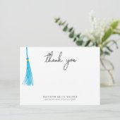 Afstuderen Dank u Sky Blue Tassel Bedankkaart (Staand voorkant)