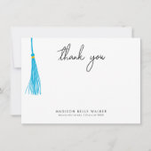 Afstuderen Dank u Sky Blue Tassel Bedankkaart (Voorkant)
