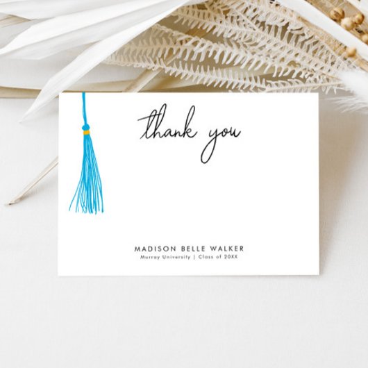 Afstuderen Dank u Sky Blue Tassel Bedankkaart