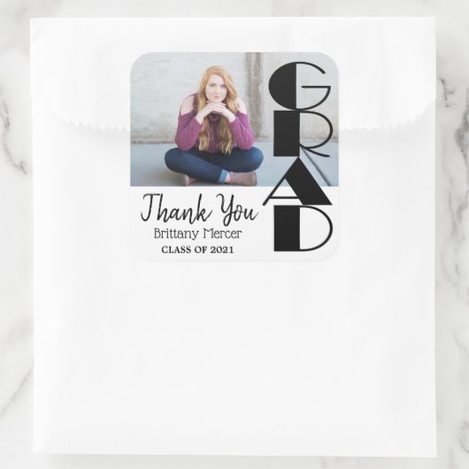 Afstuderen - Dank u Vierkante Sticker (Tas)