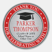 Afstuderen Dank u wel Elegant Red Grey Black White Ronde Sticker (Voorkant)