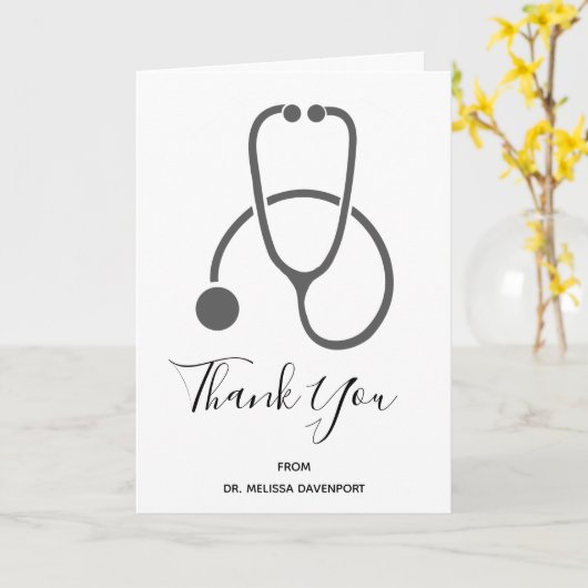 Afstuderen Dank u wel stijlvolle grijze Stethoscoo Kaart (Gele Bloem)