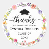 Afstuderen Dank u Wildflower Spring Ronde Sticker (Voorkant)
