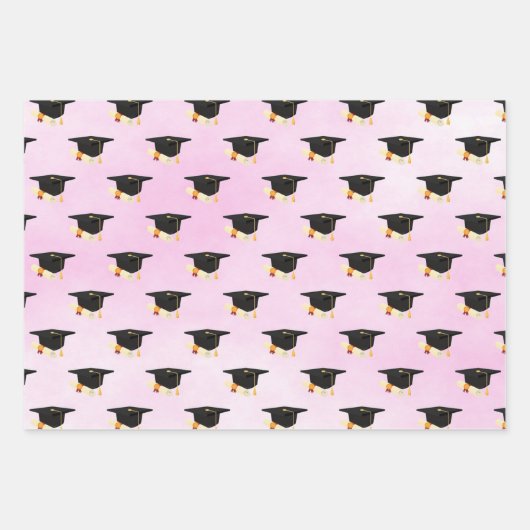 Afstuderen Day Pet en Diploma Pink Inpakpapier Vel (Voorkant 3)