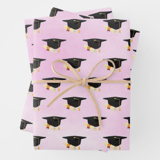 Afstuderen Day Pet en Diploma Pink Inpakpapier Vel