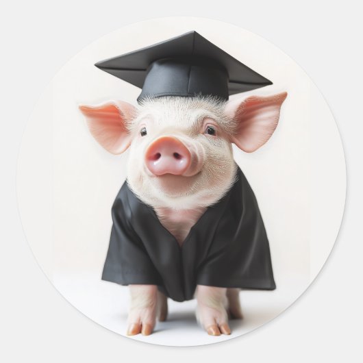 Afstuderen Day Piggy Style Ronde Sticker (Voorkant)