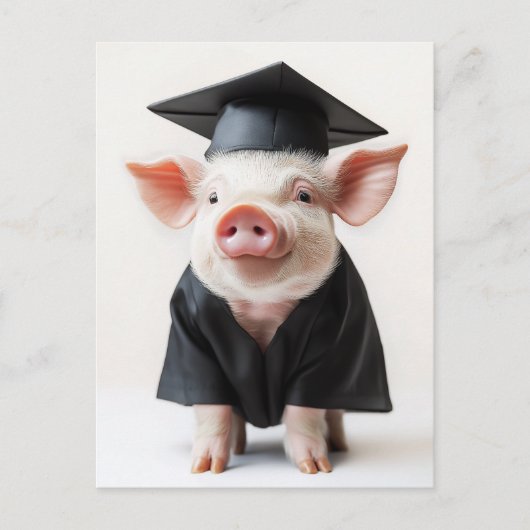 Afstuderen Day Piggy Style Uitnodiging Briefkaart (Voorkant)