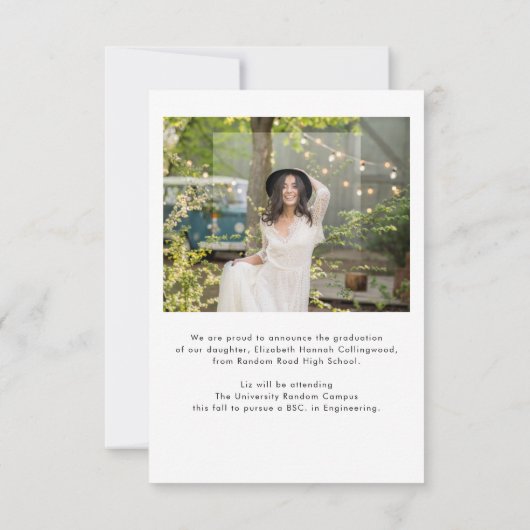 Afstuderen de Aankondiging van het Afstuderen van (Achterkant)