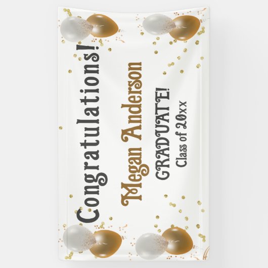 Afstuderen de Banner van felicitaties met naam (Verticaal)