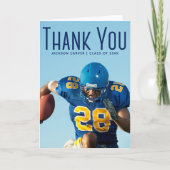 Afstuderen de Blauwe Speler van het Football van d Bedankkaart (Voorkant)