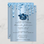 Afstuderen de Blue Navy Pet3D Effect Glam Party Kaart (Voorkant / Achterkant)