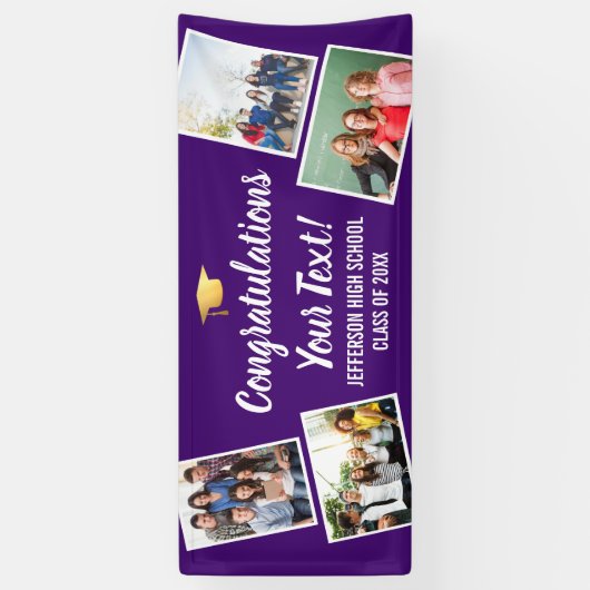 Afstuderen de Collage van de Foto feliciteert Hoge Spandoek (Verticaal)