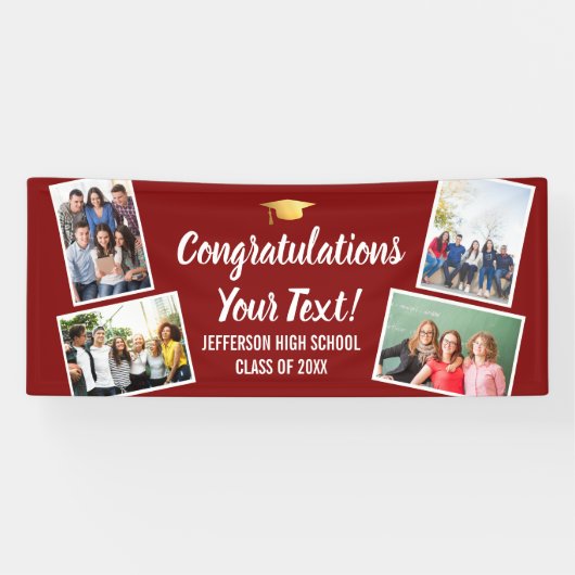 Afstuderen de Collage van de Foto feliciteert Hoge Spandoek (Horizontaal)