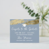 Afstuderen De datum Gold Dusty Blue opslaan (Staand voorkant)