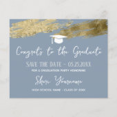 Afstuderen De datum Gold Dusty Blue opslaan (Voorkant)