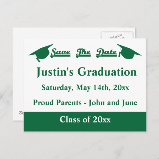 Afstuderen De datum opslaan Kaart groen (Voorkant / Achterkant)