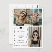 Afstuderen De datum opslaan | Moderne fotocollage Briefkaart (Voorkant / Achterkant)