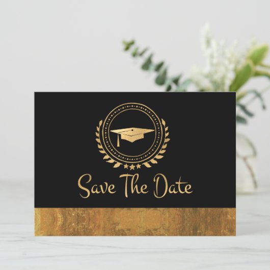 Afstuderen De datum waarop Gold Afstudeerder Pet W Save The Date (Staand voorkant)