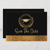 Afstuderen De datum waarop Gold Afstudeerder Pet W Save The Date (Voorkant / Achterkant)