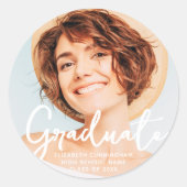 Afstuderen de Eenvoudige Foto van het Moderne Afst Ronde Sticker (Voorkant)