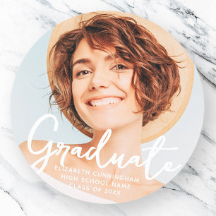 Afstuderen de Eenvoudige Foto van het Moderne Afst Ronde Sticker