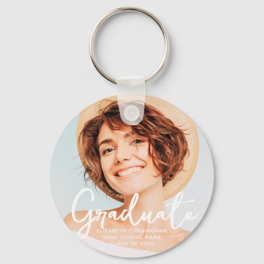 Afstuderen de Eenvoudige Foto van het Moderne Afst Sleutelhanger (Voorkant)