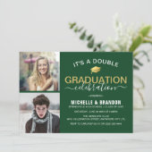 Afstuderen de Foto Double Celebration Graduation P Kaart (Staand voorkant)