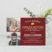 Afstuderen de Foto Double Celebration Graduation P Kaart (Staand voorkant)