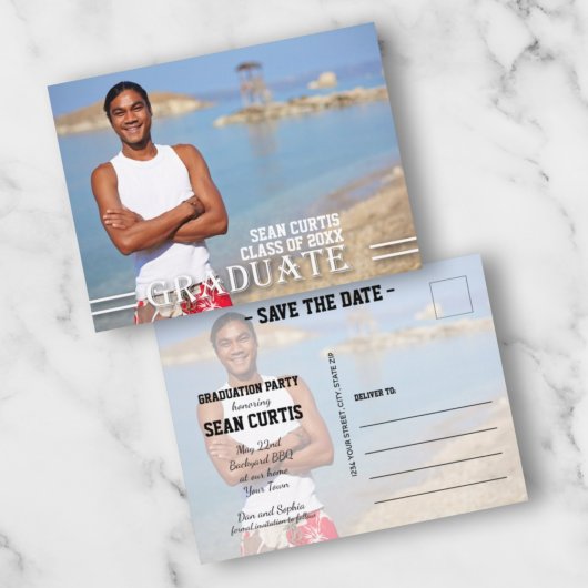 AFSTUDEREN de Foto sparen de Datum Briefkaart