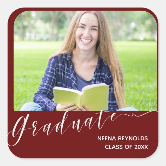 Afstuderen de Klasse van de Toon van de Foto van d Vierkante Sticker (Voorkant)