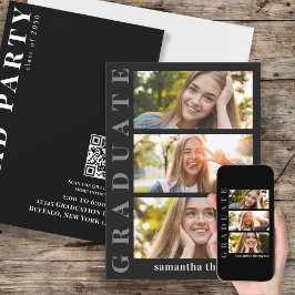 Afstuderen de Moderne Minimale Driefoto QR-code Kaart