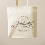 Afstuderen de Moderne Naam van het Afstuderen van  Tote Bag<br><div class="desc">Deze moderne canvas tas met een minimalistische casual ontwerpkalligrafie van het manuscript AFSTUDEREN evenals uw douanenamen, klasse van 2023 evenals de naam van school kenmerkt schone lijnen aan creëer een gestroomlijnde en verfijnde verschijning. De ondergeciteerde stijl met het kleine gouden kleurtje voegt een beetje verfijning toe aan dit perfecte cadeau...</div>