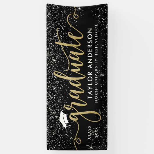 Afstuderen de Moderne Zwarte GraduPartij van het M Spandoek (Verticaal)