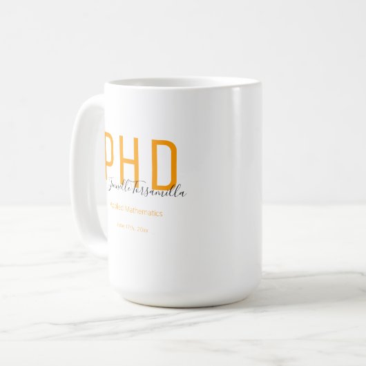 Afstuderen de Oranje zwarte naam van Keepomwille P Koffiemok (Voorkant links)