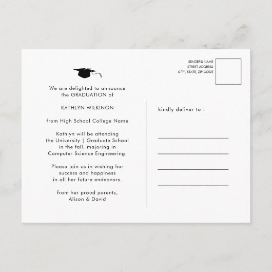 AFSTUDEREN de Stijl van het Hoesje van het Tijdsch Aankondigingskaart (Achterkant)