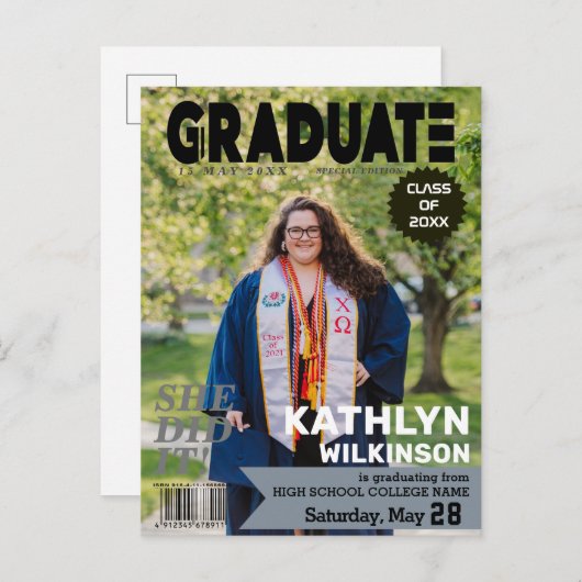 AFSTUDEREN de Stijl van het Hoesje van het Tijdsch Uitnodiging Briefkaart (Voorkant / Achterkant)