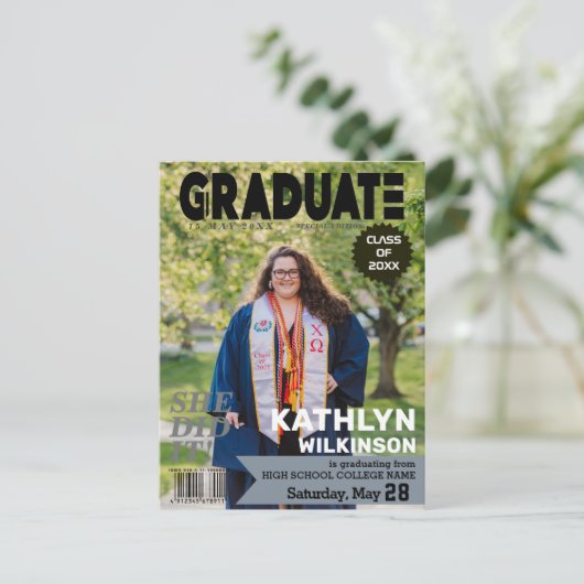 AFSTUDEREN de Stijl van het Hoesje van het Tijdsch Uitnodiging Briefkaart (Staand voorkant)