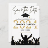 Afstuderen De uitnodigingsdatum opslaan Kaart (Voorkant / Achterkant)