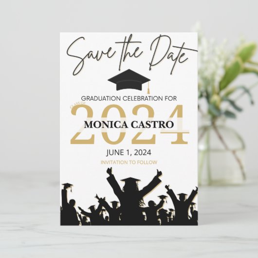 Afstuderen De uitnodigingsdatum opslaan Kaart (Staand voorkant)