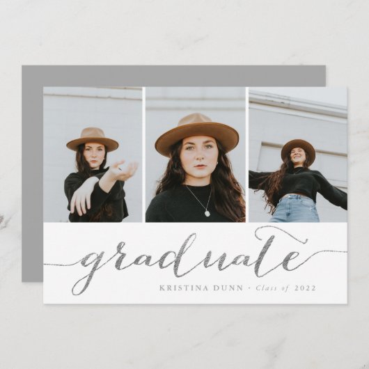 Afstuderen de Zilveren Foto van het Manuscript | A Kaart (Voorkant / Achterkant)