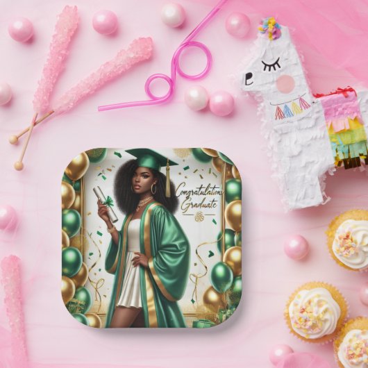 Afstuderen Decor - Emerald Papieren Bordje (Feest)