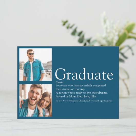 Afstuderen Definitie 2 Foto modern Blue Kaart (Staand voorkant)