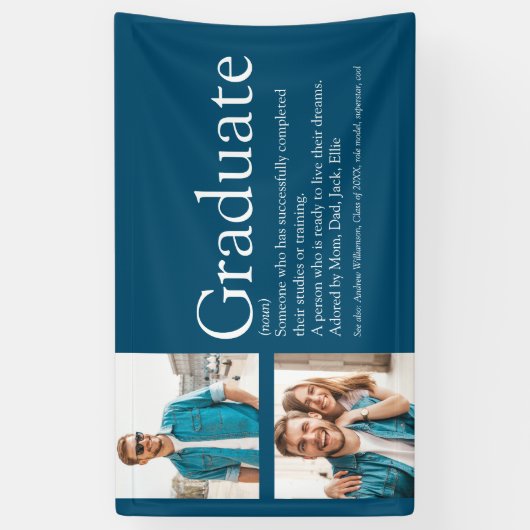 Afstuderen Definitie 2 Foto modern Blue Spandoek (Verticaal)