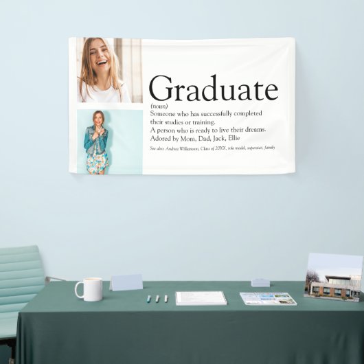 Afstuderen definitie 2 Foto modern zwart-wit Spandoek (Beurs)