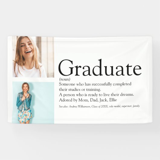 Afstuderen definitie 2 Foto modern zwart-wit Spandoek (Horizontaal)