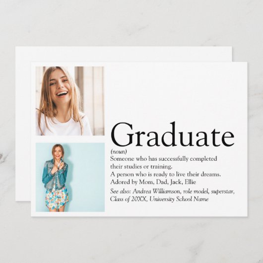 Afstuderen definitie 2 Foto zwart-wit Kaart (Voorkant / Achterkant)