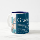Afstuderen definitie Foto Collage Fun Blue Tweekleurige Koffiemok (Voorkant links)